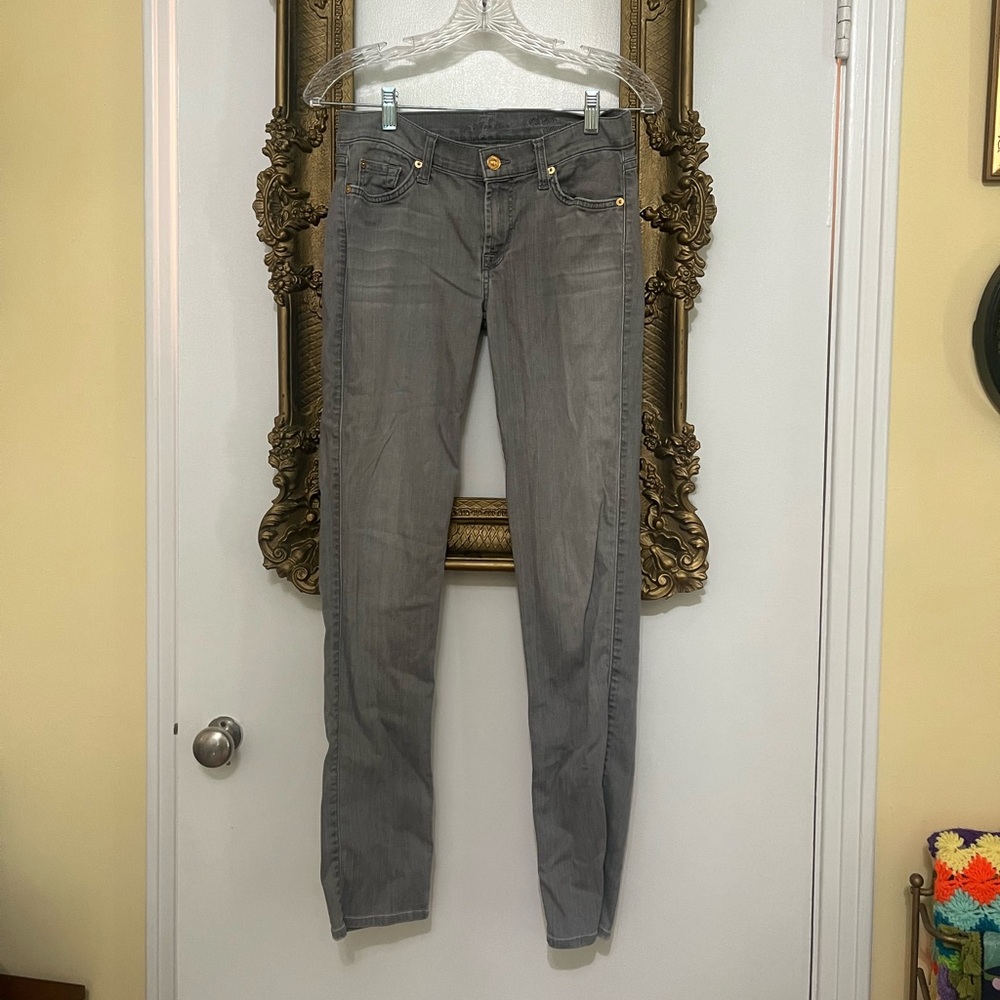 7 For All Mankind Women's Gray Slim Cigarette Skinny Jeans Size 28